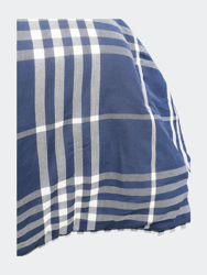 Banbury Plaid Navy and Ivory Cotton Queen Comforter Set