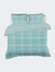 Banbury Plaid Turquoise Blue Reversible Duvet Cover Set Queen With 2 Pillow Shams - Turquoise