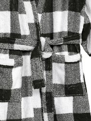 Black And White Velour Fabric Bathrobe