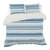 Kingham Contemporary Boho Blue Stripes Duvet Cover Set With Pillow Sham - Blue