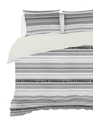 Kingham Contemporary Boho Grey Stripes Duvet Cover Set Twin XL (68" x 92") With Pillow Sham - Grey