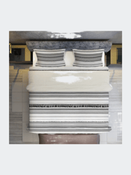 Kingham Contemporary Boho Grey Stripes Duvet Cover Set Twin XL (68" x 92") With Pillow Sham