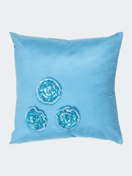 Minerve 20" x 20" Flowers Design Beige Throw Pillow (Set of 2) - Blue