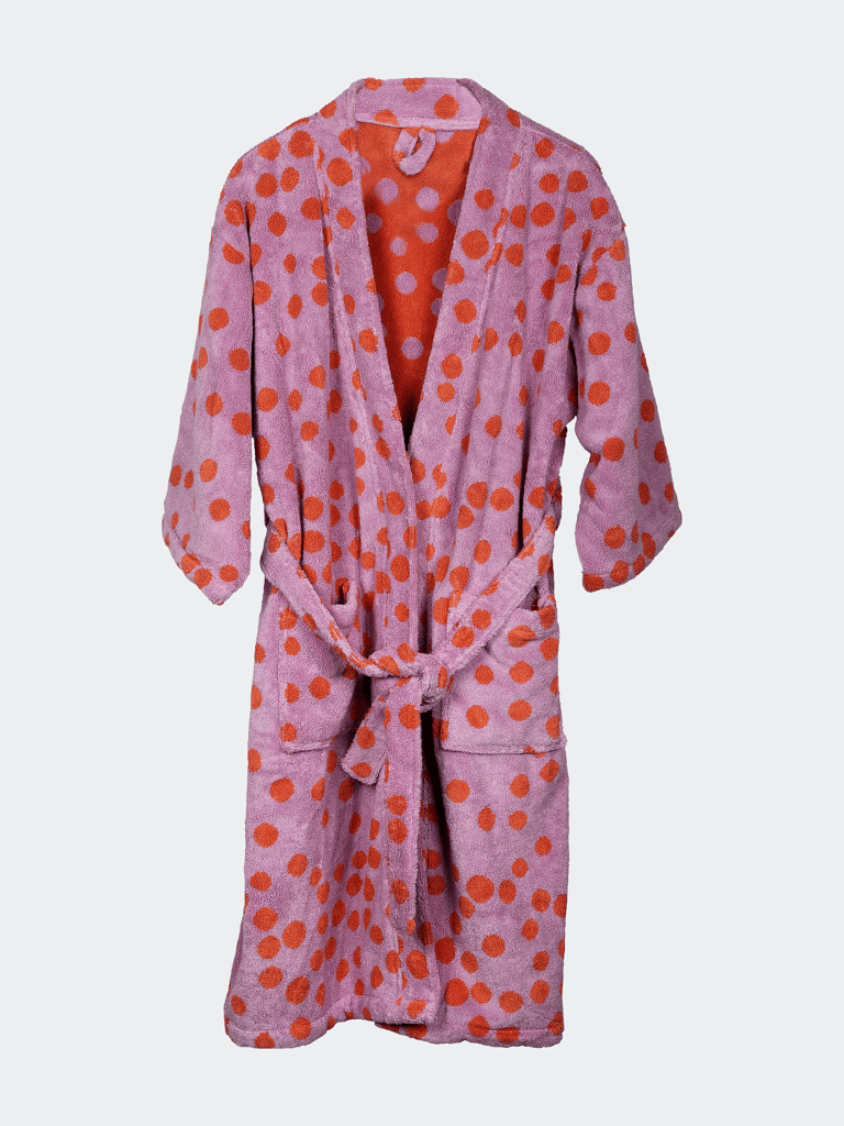 Purple Velour Fabric Bathrobe - Purple