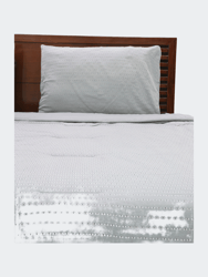 Railroad Stripe Grey And Ivory And Black Cotton Twin Comforter Set