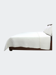 Solid Sateen Ivory Cotton Queen Quilt Set