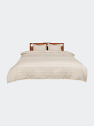 Uneven Stripe Beige And Brown Cotton King Comforter Set - Beige and Brown