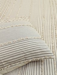 Uneven Stripe Beige And Brown Cotton King Comforter Set