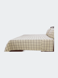 Windowpane Beige And Brown Cotton Coverlet Set