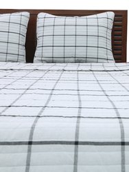 Windowpane Grey And Black Cotton Coverlet Set