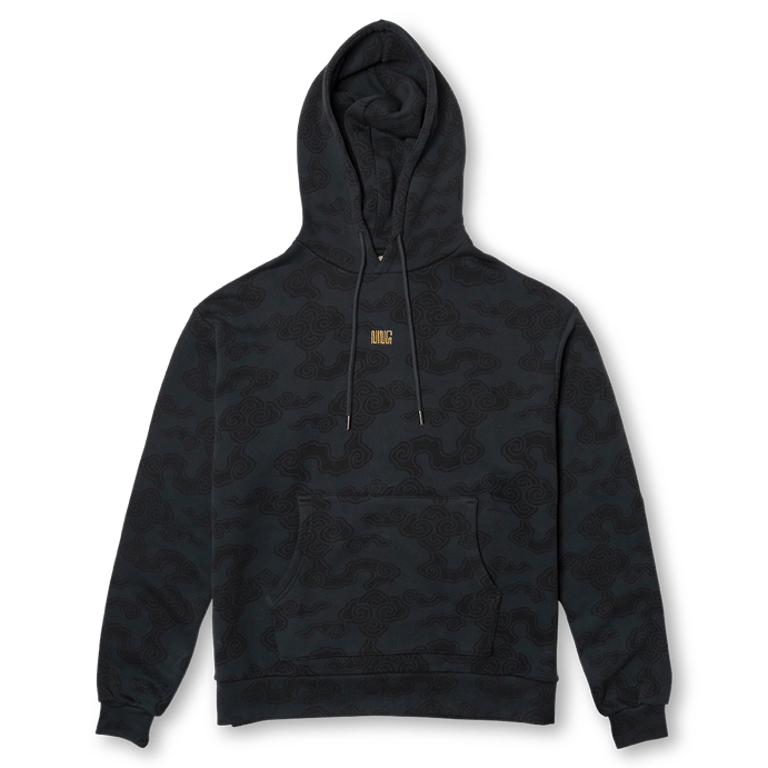 Cloud Print Hoodie In Black - Black