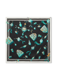 Imperial Charms Silk Scarf Black - Black/Multi