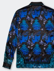 Long-Sleeved Traditional Silk Shirt In Blue