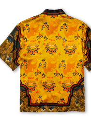 Short-Sleeved Traditional Silk Shirt In Yellow