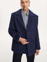 Alpaca Blazer Jacket - Navy Blue