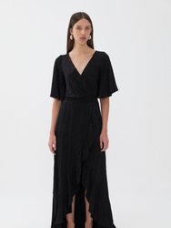 Asymmetric Flounce Dress - Black