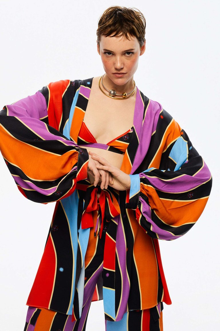 Balloon Sleeve Kimono (Final Sale) - Multi-Colored