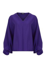 Batwing Sleeve Oversized Top - Purple - Purple