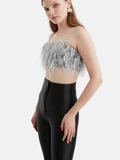 Nocturne Beaded Strap Crop Top - Silver product