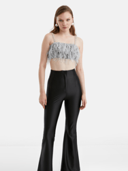 Beaded Strap Crop Top - Silver