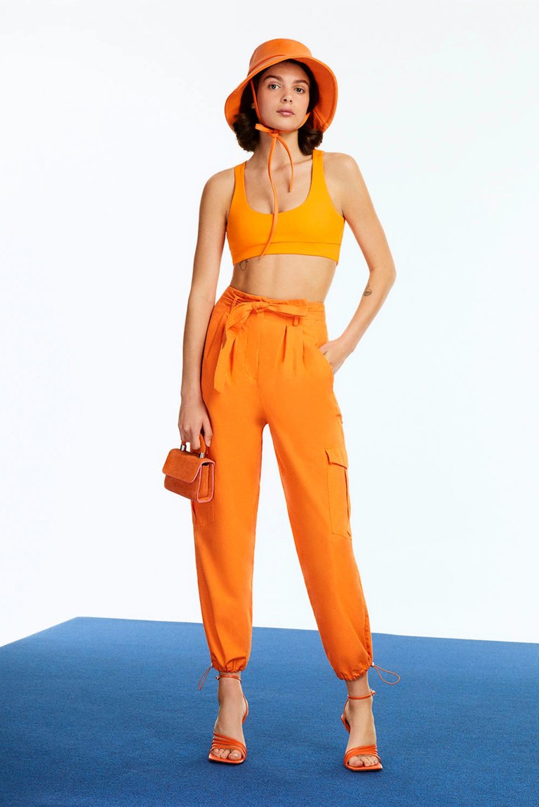 Belted Cargo Pants - Orange