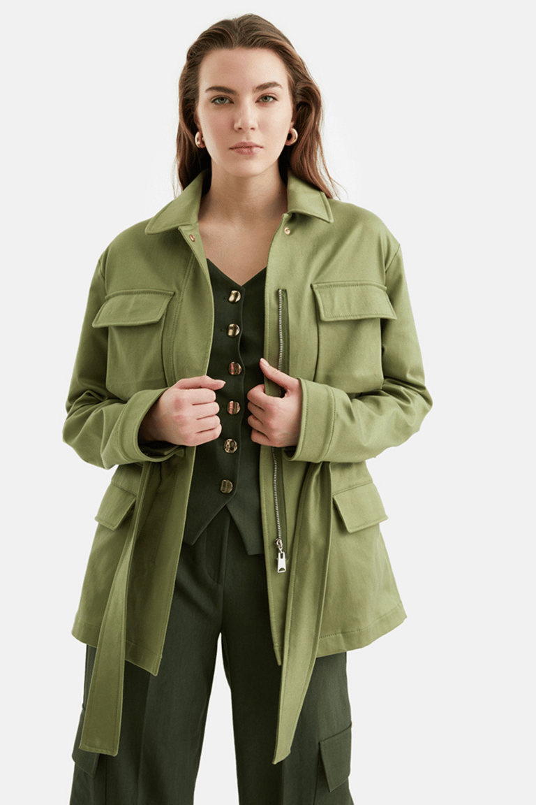 Belted Khaki Jacket - Khaki