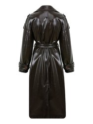 Belted Pleather Trench Coat