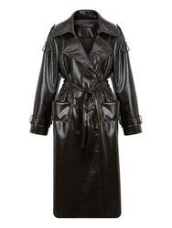 Belted Pleather Trench Coat