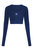 Boat Neck Knit Crop Top - Navy Blue