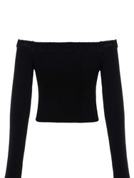 Boat Neck Knitwear Sweater - Black