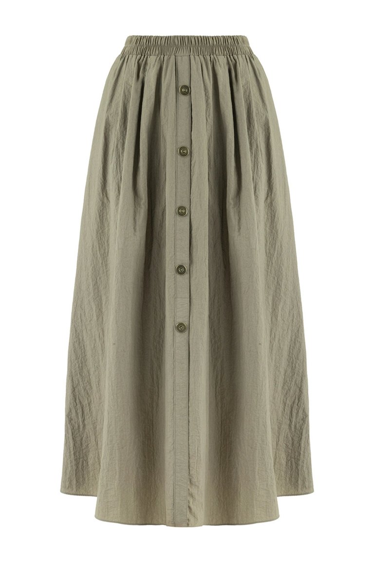 Button Accessorized Midi Skirt - Mink