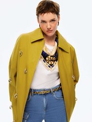 Chained Trench Coat - Olive Green - Mustard