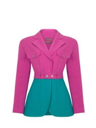 Color Block Double Breasted Jacket