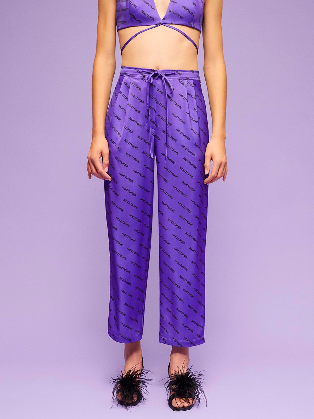 Purple High-Waisted Wide Leg Pants by NOCTURNE