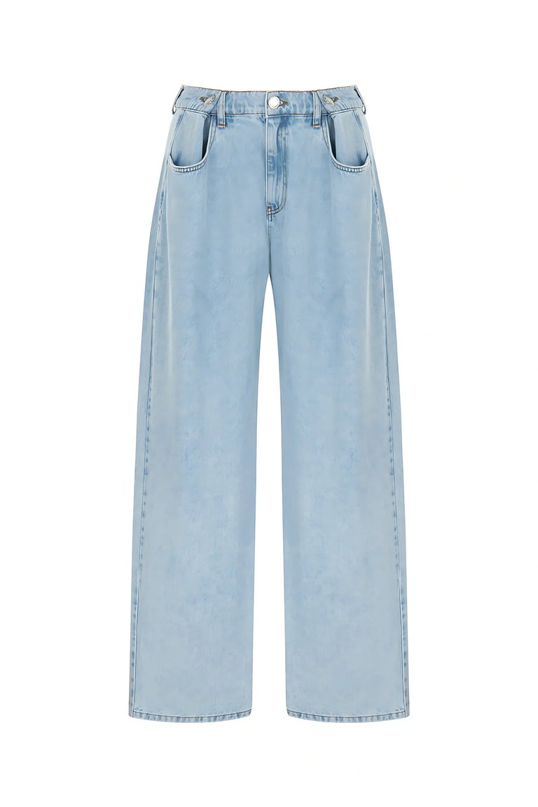 Contrast Jeans with Pockets - Light Blue