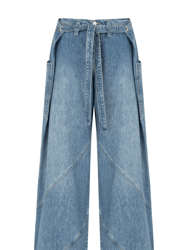 Contrast Top Stitching Pockets Jeans - Indigo