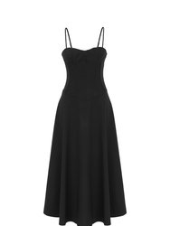 Corset Detailed Midi Dress - Black