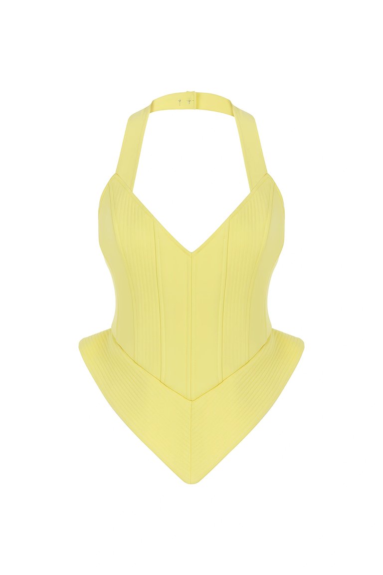 Corset Style Crop Top - Yellow - Yellow