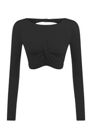 Crop Top With Knot - Black