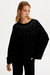 Crystal Stone Detailed Knit Sweater - Black