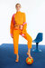Cuffed Corduroy Pants - Orange - Orange