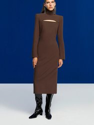 Cut Out Midi Dress - Brown