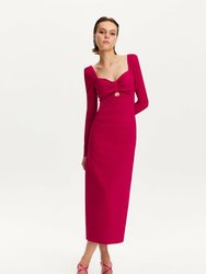 Cut-Out Midi Dress - Fuchsia