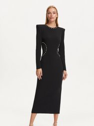 Cut Out Studded Midi Dress - Black