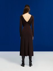 Deep V-Neck Midi Dress
