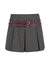 Double Belted Pleated Mini Skirt - Gray