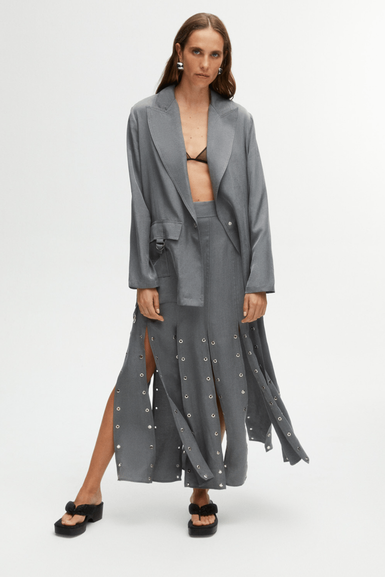 Double-Breasted Jacket With Pockets - Gray