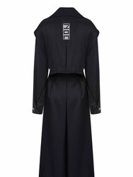 Double-Breasted Trench Coat - Navy Blue