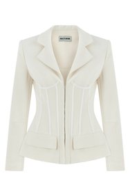Double-Breasted Underwire Detailed Jacket - Ecru