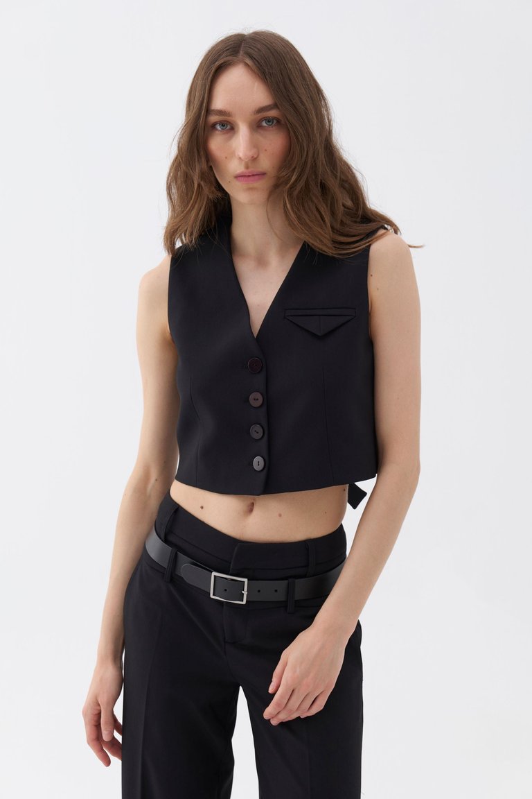 Double-Breasted Vest - Black - Black